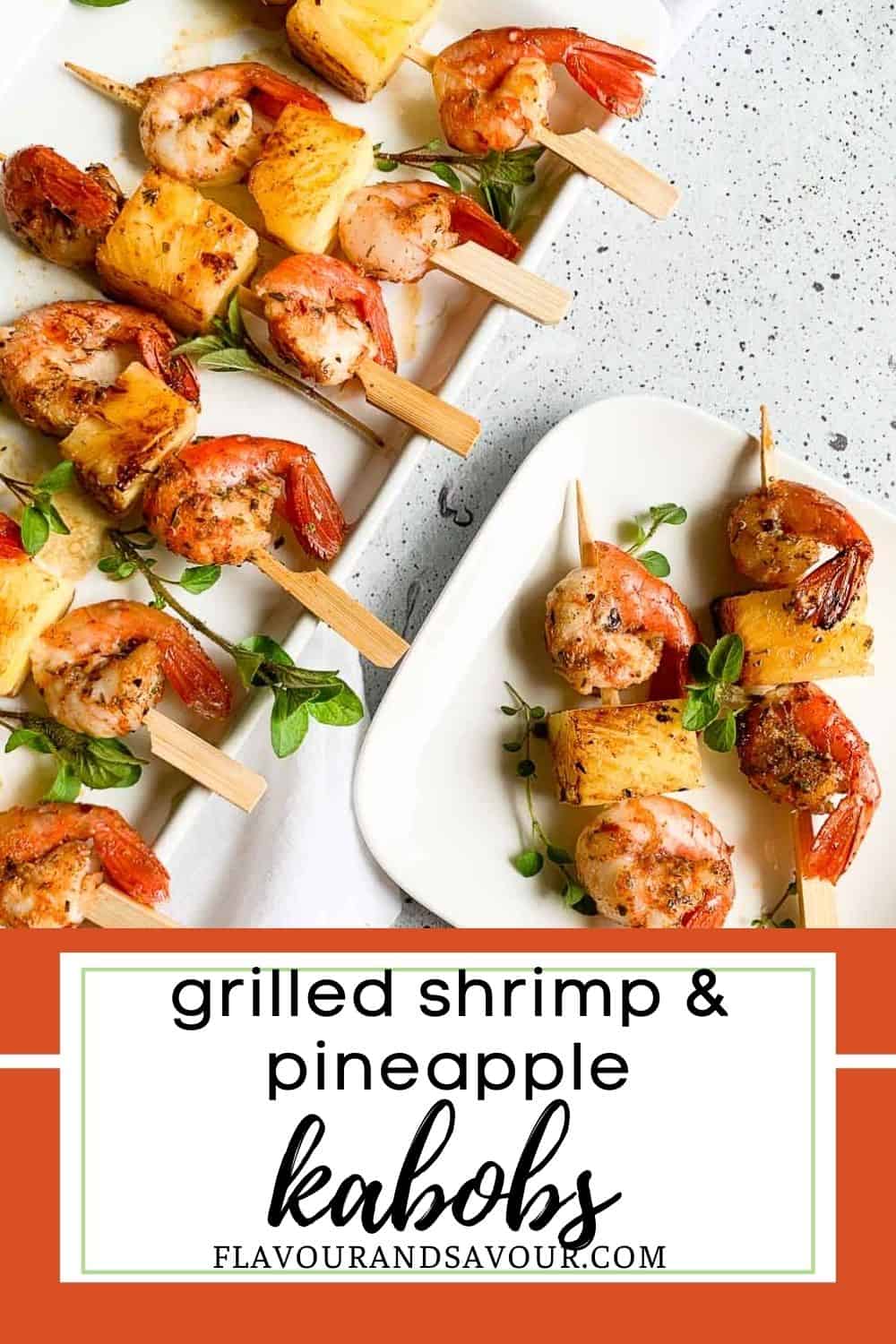 image with text for grilled cajun prawn and pineapple kabobs