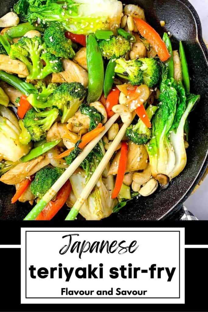 Image with text for Japanese teriyaki stir fry.