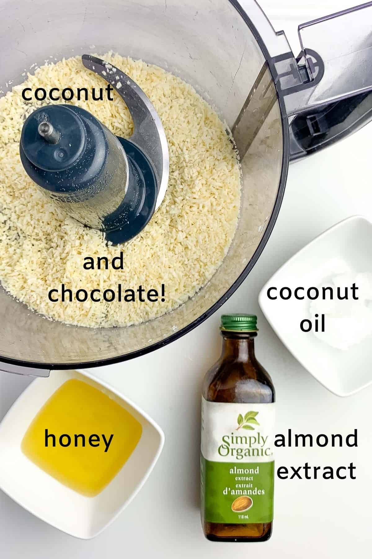 Ingredients for chocolate coconut bites