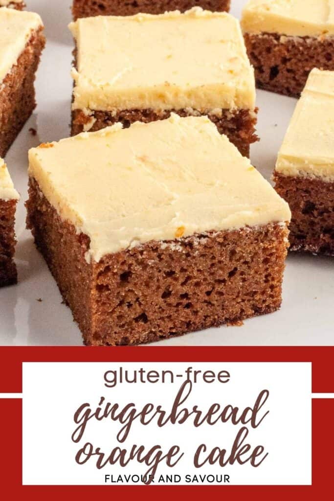 image with text for gluten free gingerbread cake