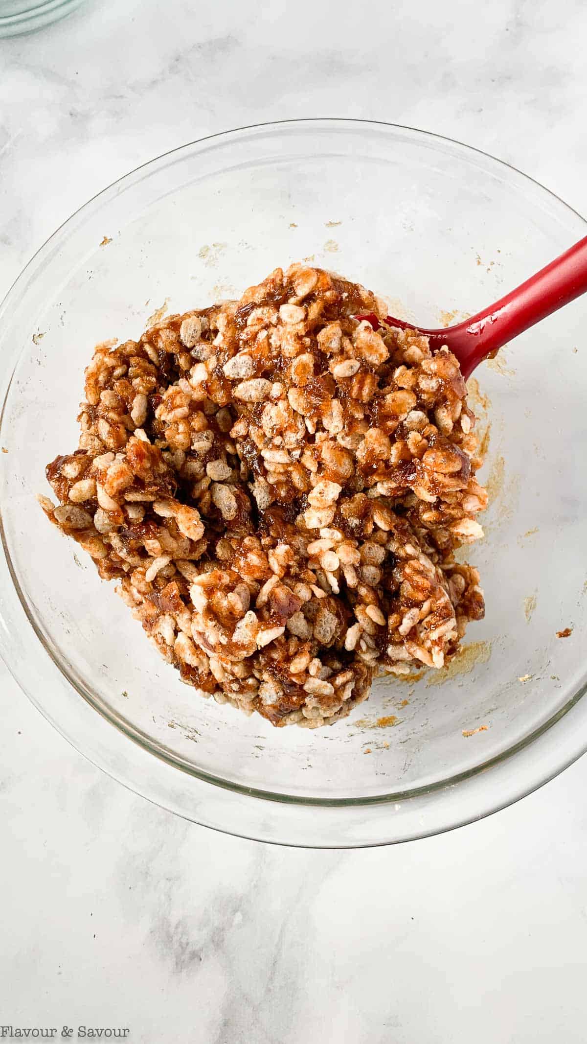 Date paste will rice krispies added.