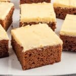 orange gingerbread snack cake with frosting