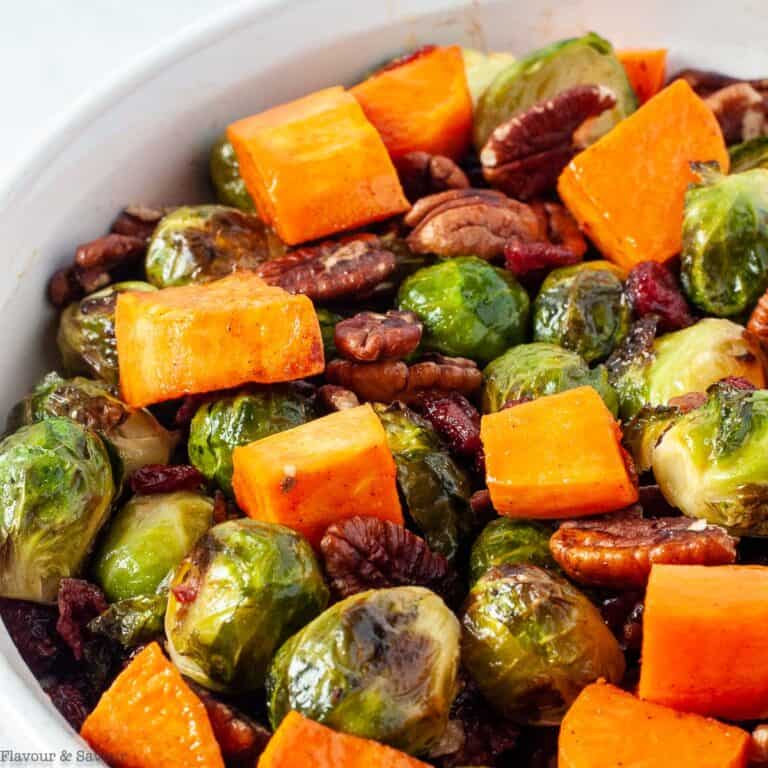 Roasted Brussels Sprouts with Maple Sweet Potatoes Flavour and Savour