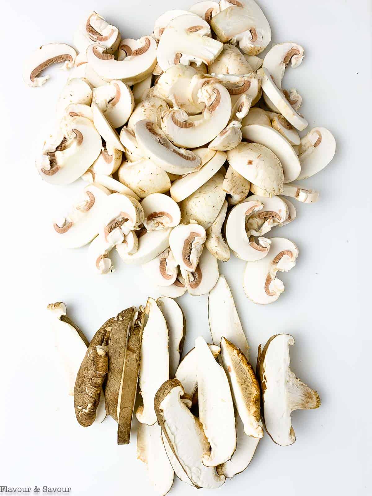 sliced cremini and shiitake mushrooms