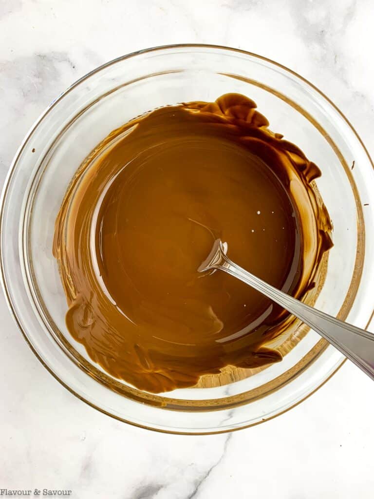 melted chocolate in a glass bowl