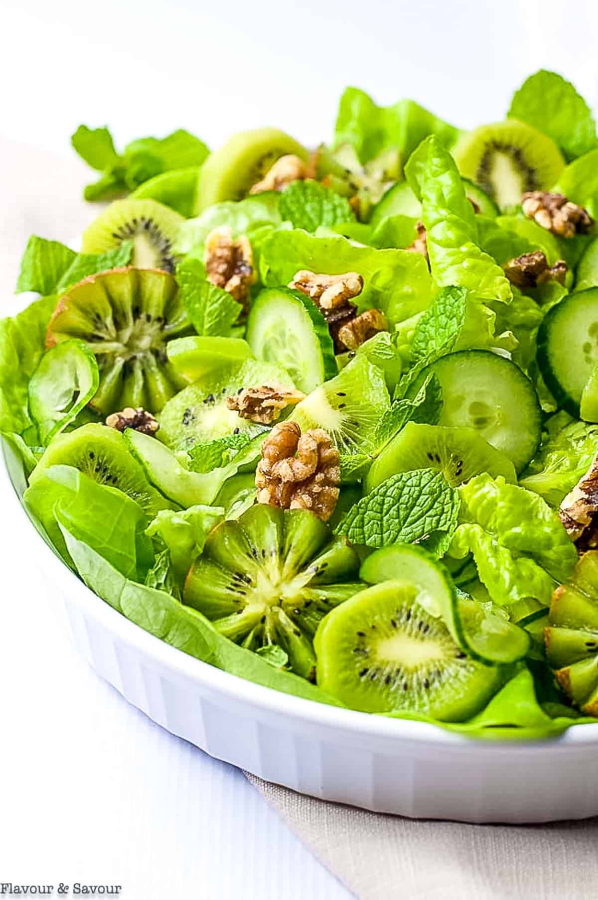 Kiwi Cucumber Salad with Walnuts and Fresh Mint - Flavour and Savour