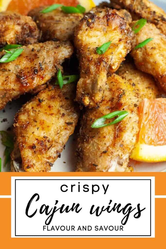 Image with text overlay for Crispy Cajun Wings