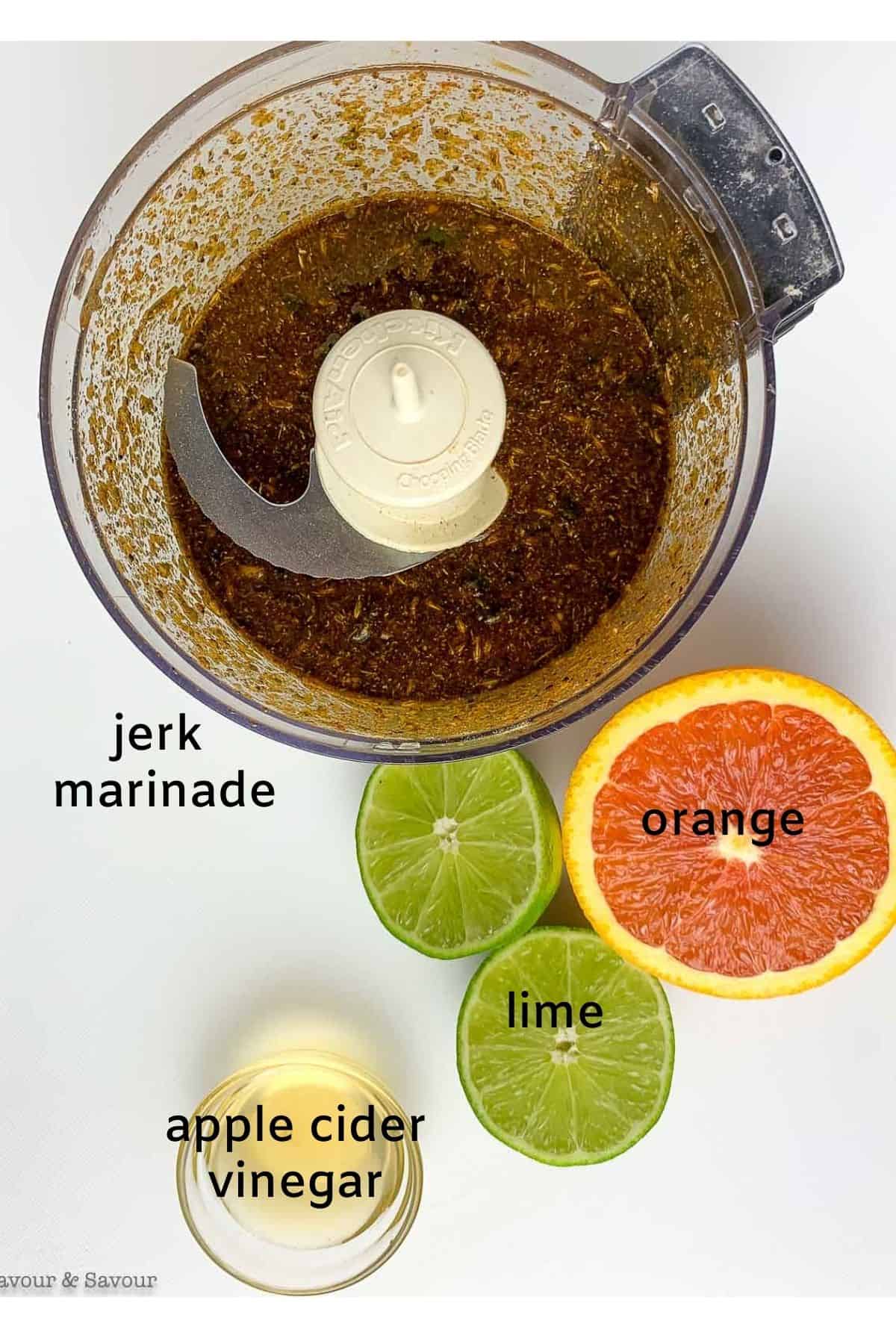 Labelled ingredients for Jamaican Jerk Chicken Breasts recipe.