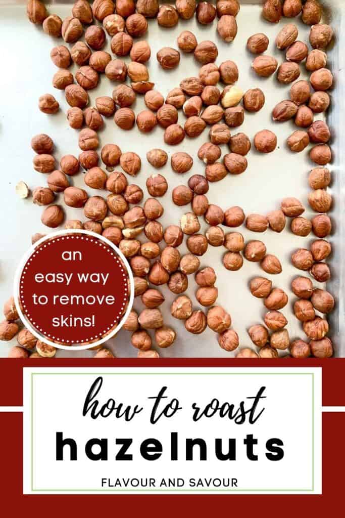 image with text for how to roast hazelnuts