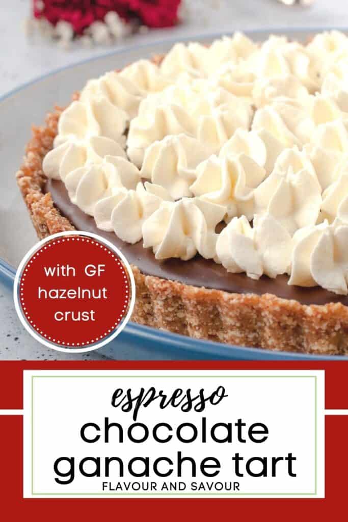image with text for espresso chocolate ganache tart