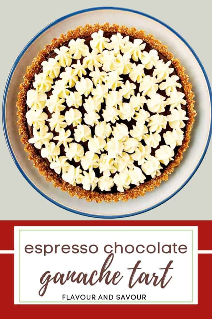 image with text for espresso chocolate ganache tart
