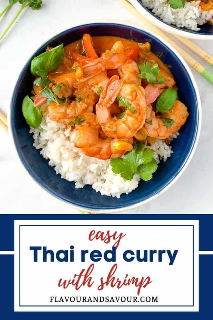 image with text for Thai red curry with shrimp