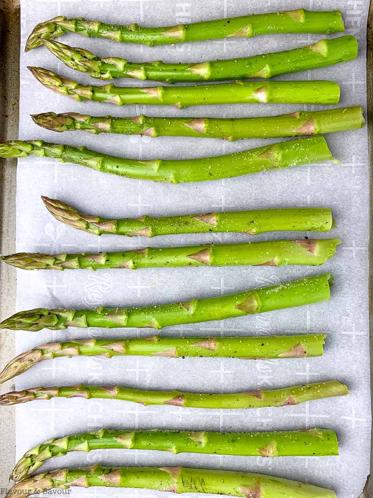 asparagus on a baking sheet