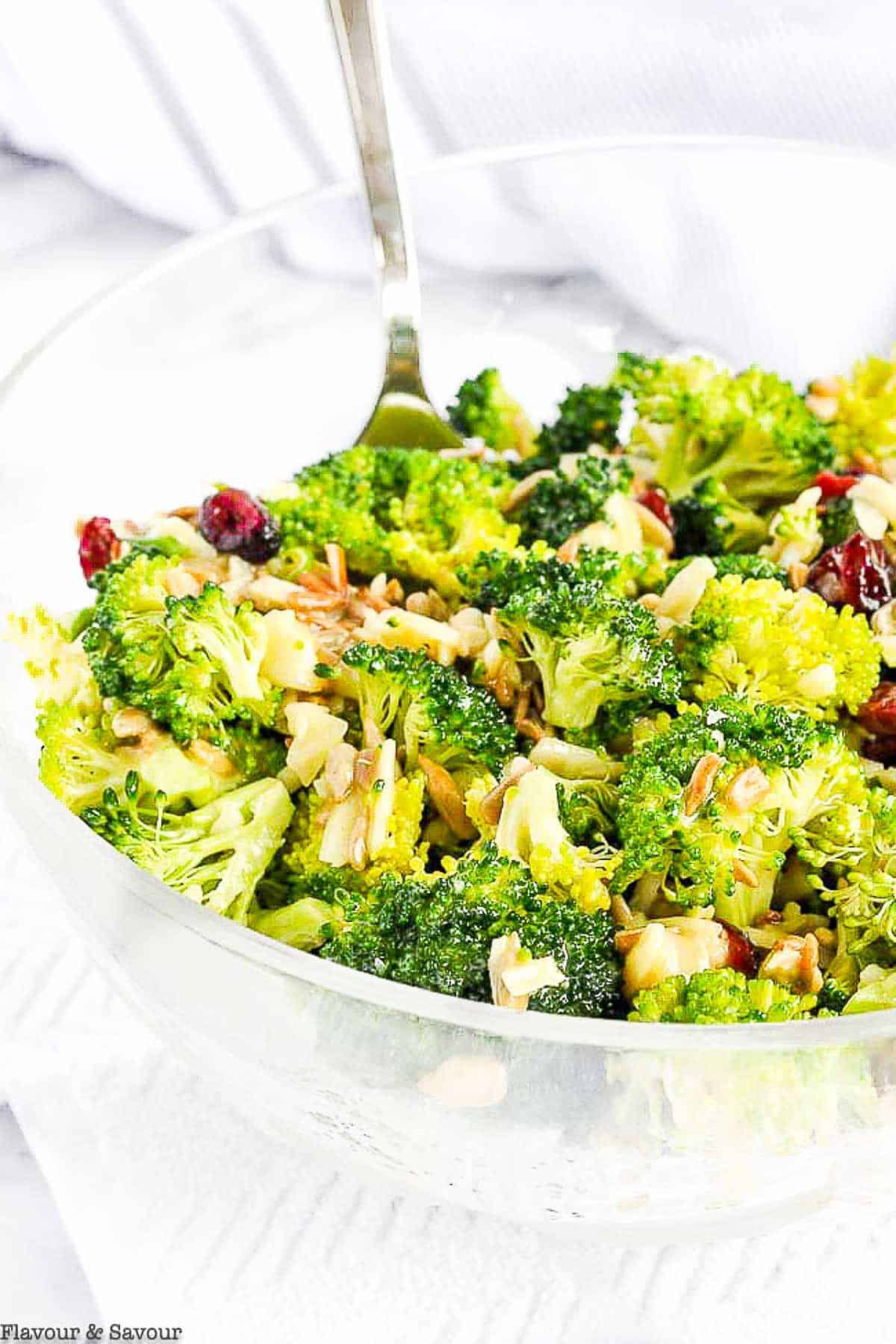 Honey-Dijon Broccoli Salad with Cranberries and Sunflower Seeds