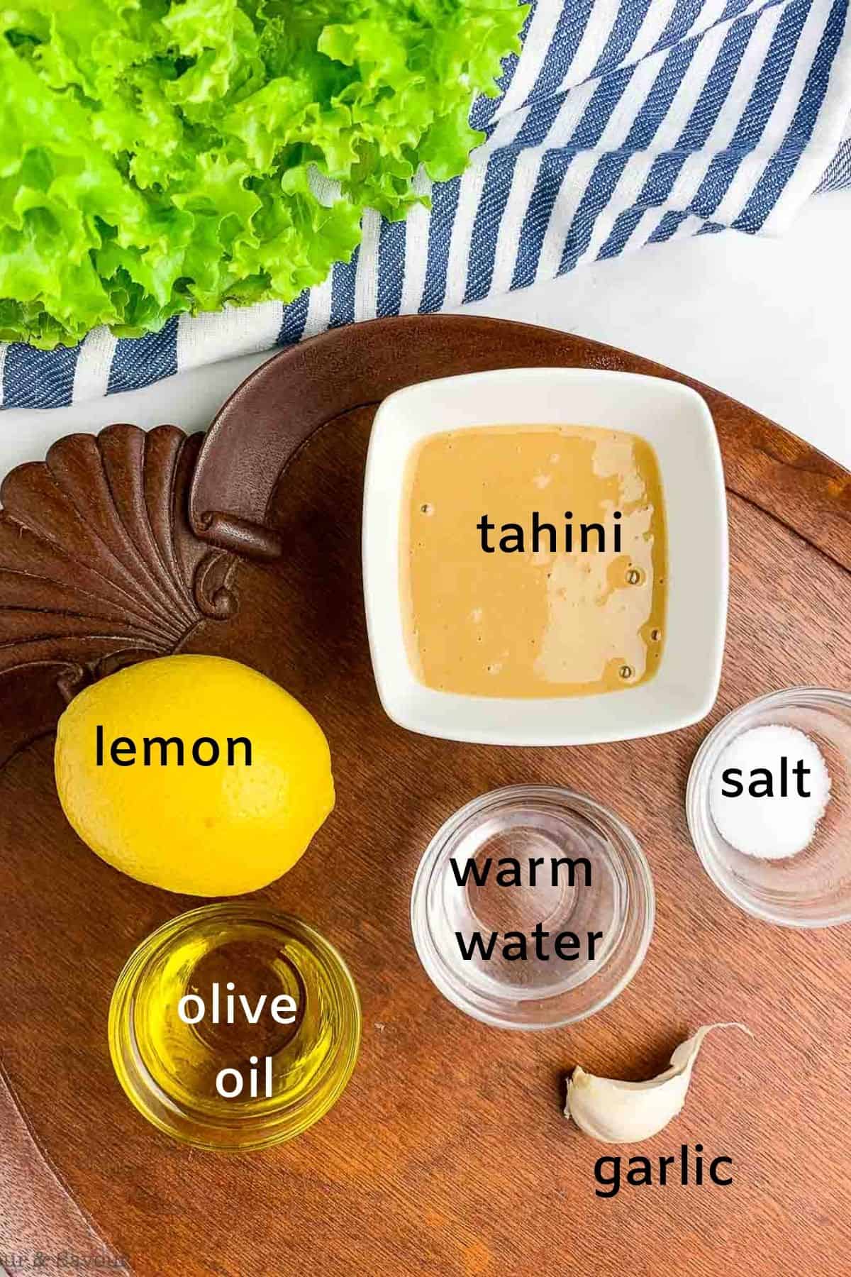 ingredients for lemon tahini salad dressing