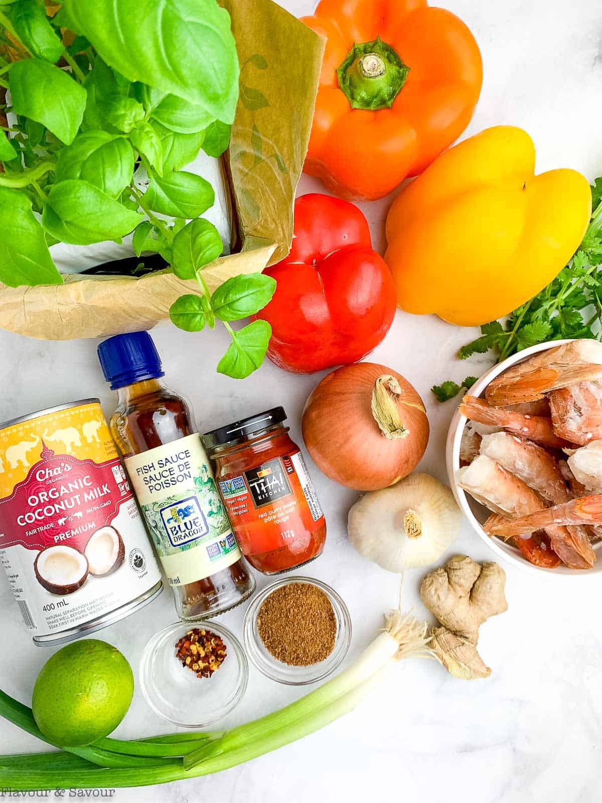 Ingredients for Thai Red Curry with Shrimp
