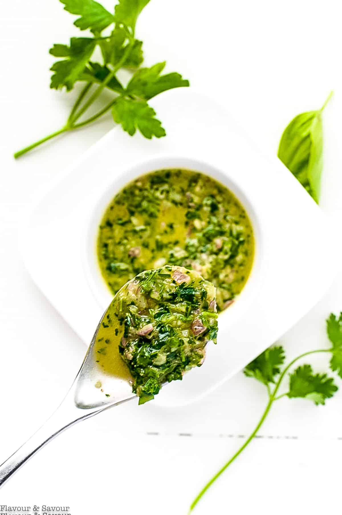 a spoon.ful of chimichurri sauce