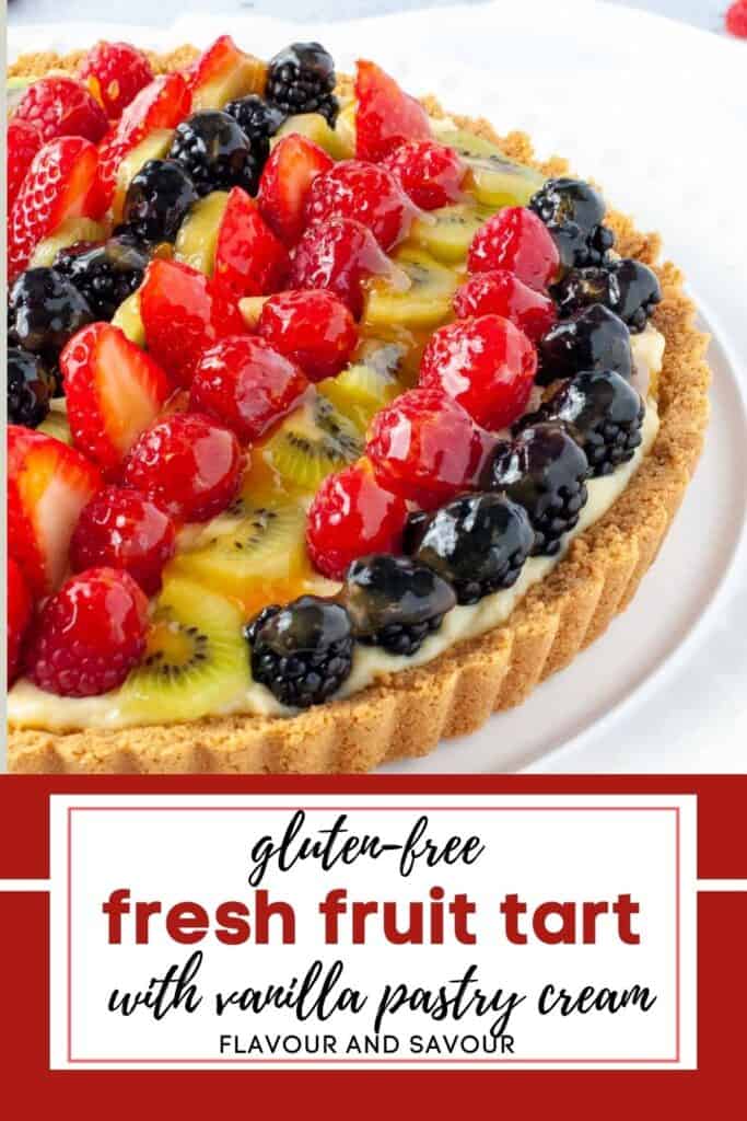 image with text for fresh fruit tart with vanilla pastry cream