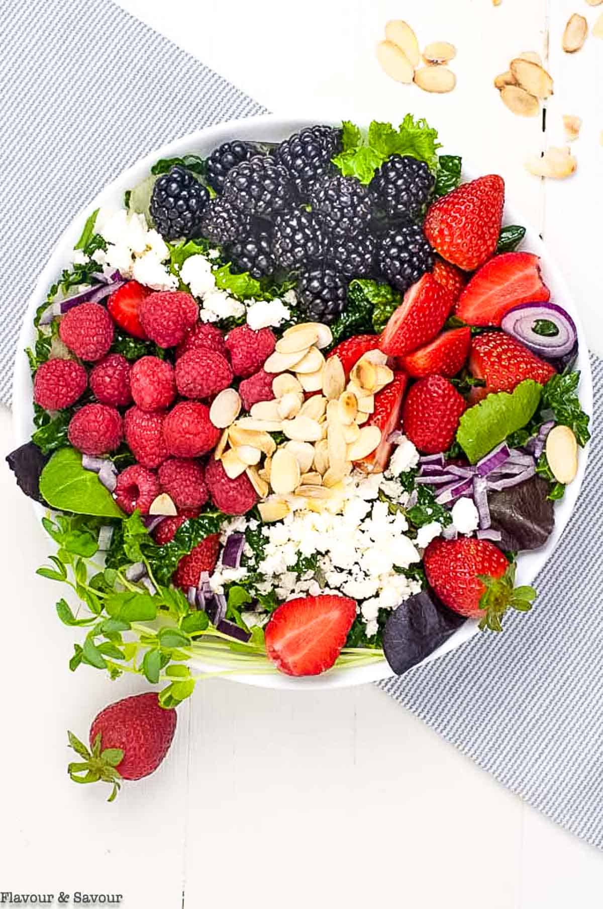 Mixed Green Salad with berries and feta cheese