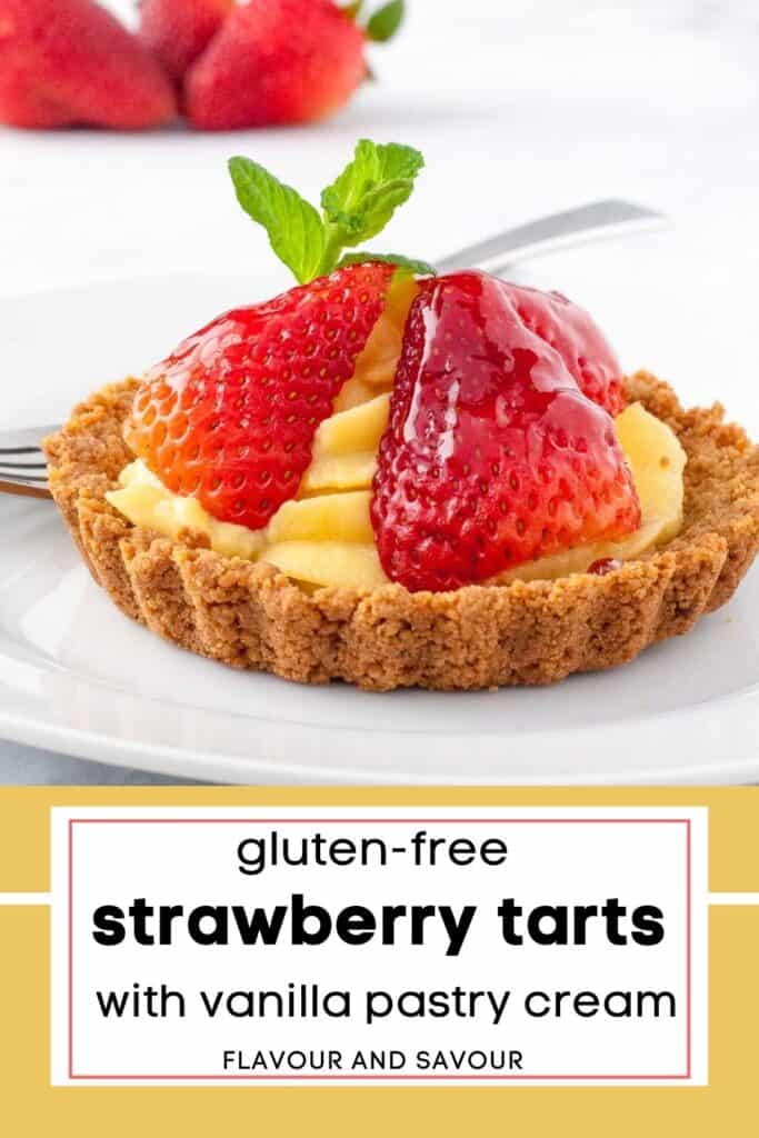 image with text for strawberry tarts