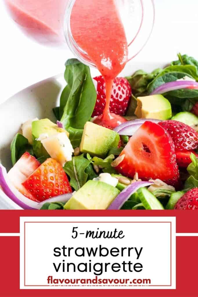 image with text for strawberry vinaigrette.