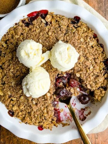 Cherry Crisp with ice cream