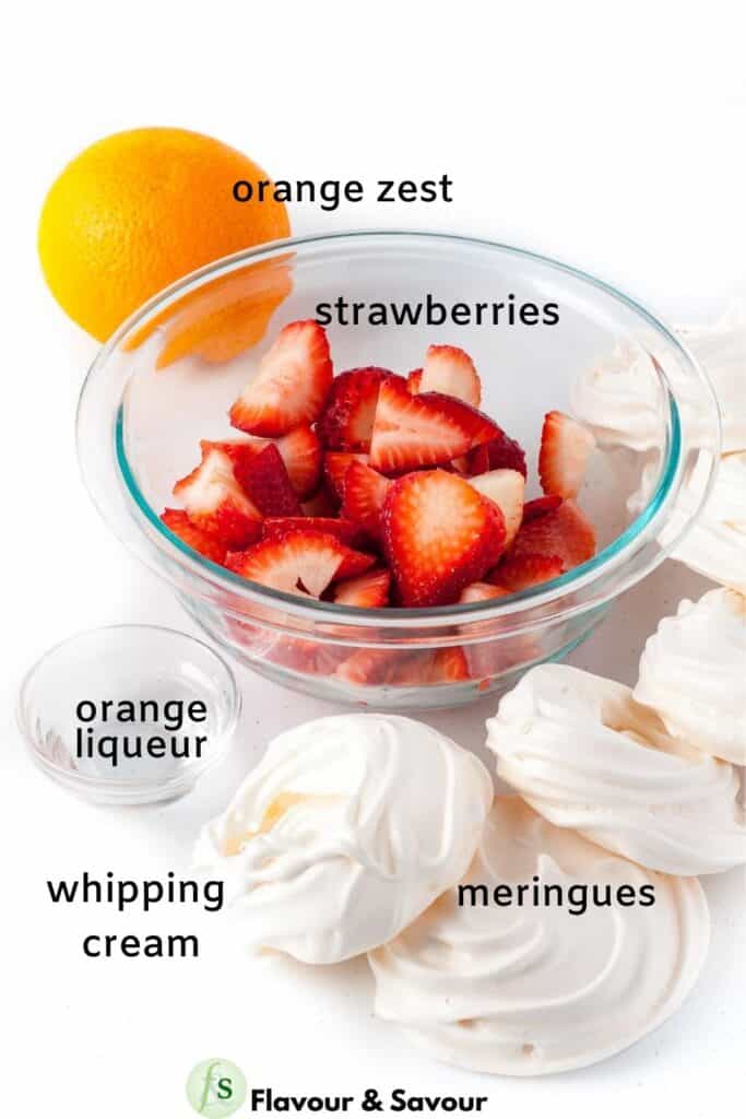 Ingredients for Strawberry Eton Mess.