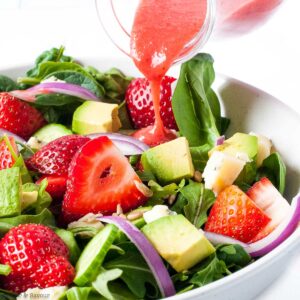 strawberry spinach salad with strawberry vinaigrette