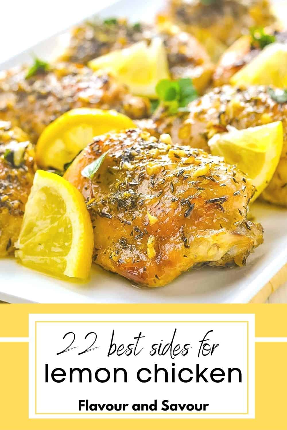 image with text for 22 best sides for lemon chicken.