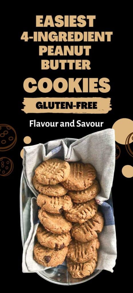 Image with text for easiest 4-ingredient peanut butter cookies