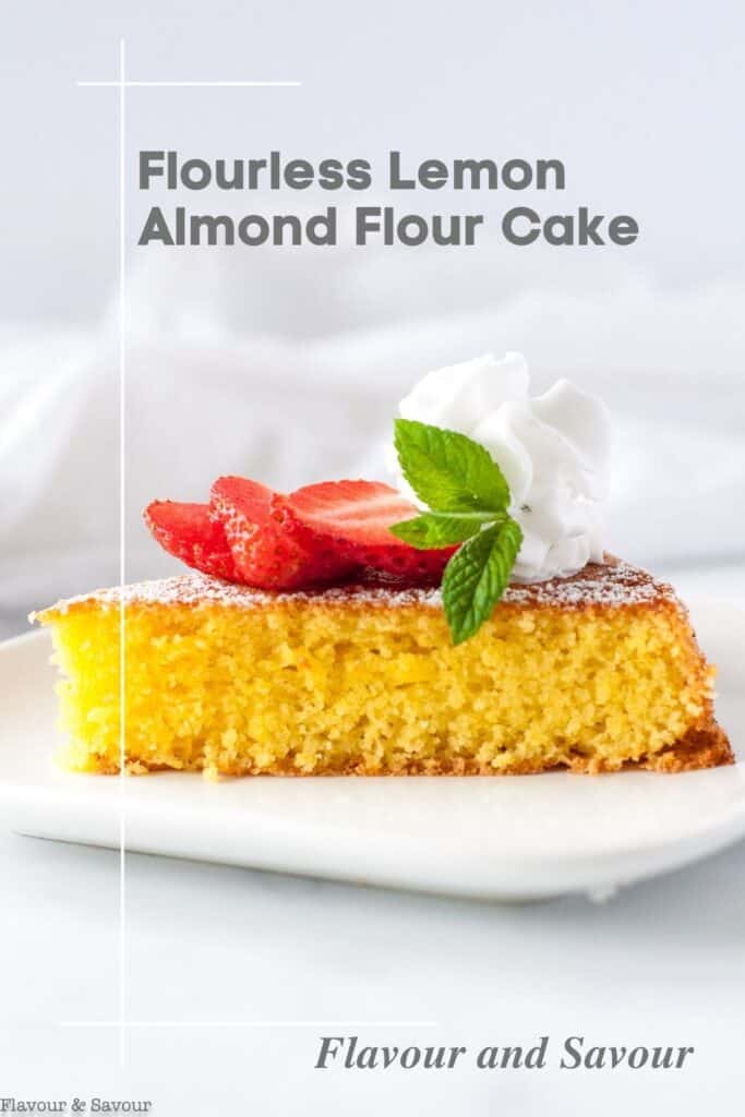 Text with image for flourless lemon almond flour cake