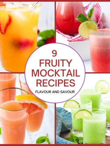 9 Fruity Mocktail Recipes collage.