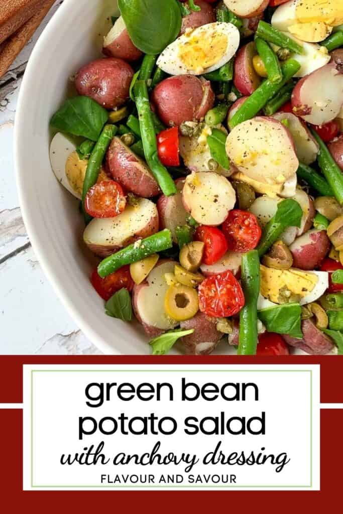 text with image for green bean potato salad.