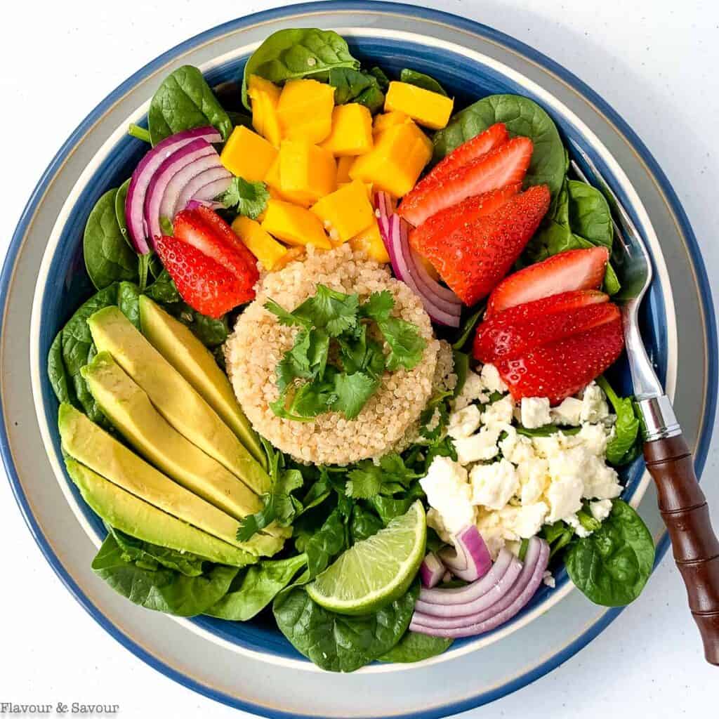 Healthy Strawberry Spinach Quinoa Bowl - Flavour and Savour