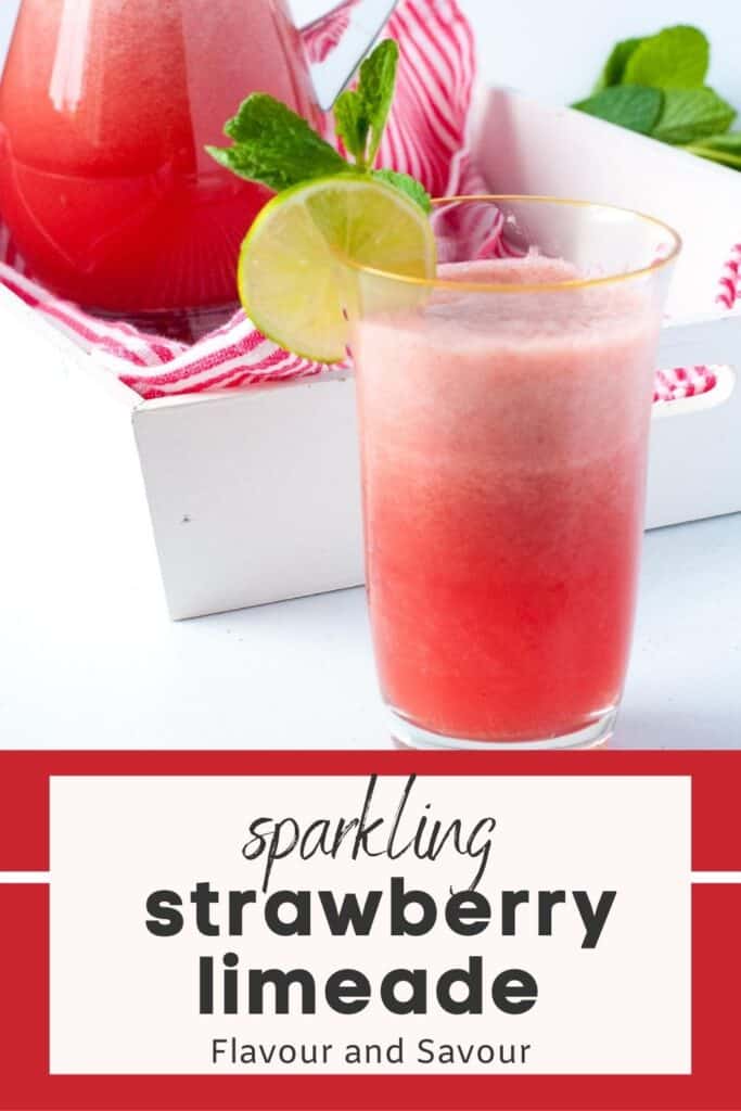Image with text for Sparkling Strawberry Limeade.