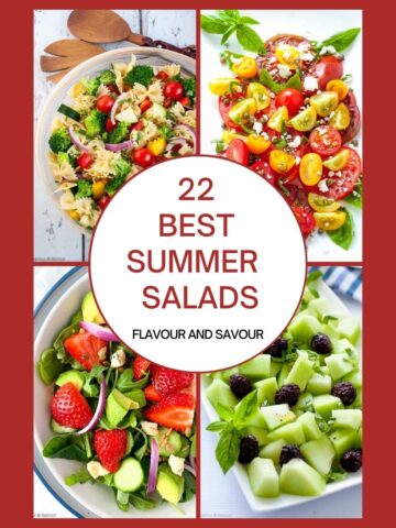 22 best summer salads collage of images and text.