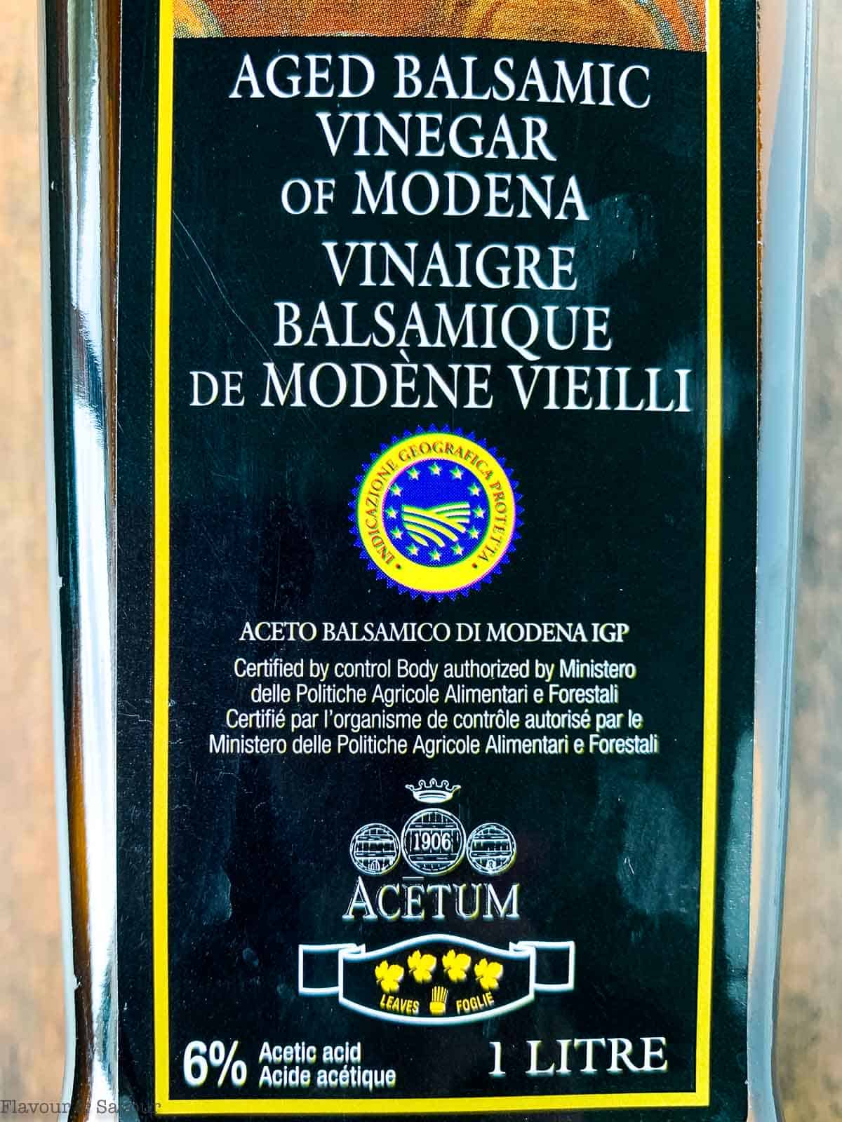 balsamic vinegar label