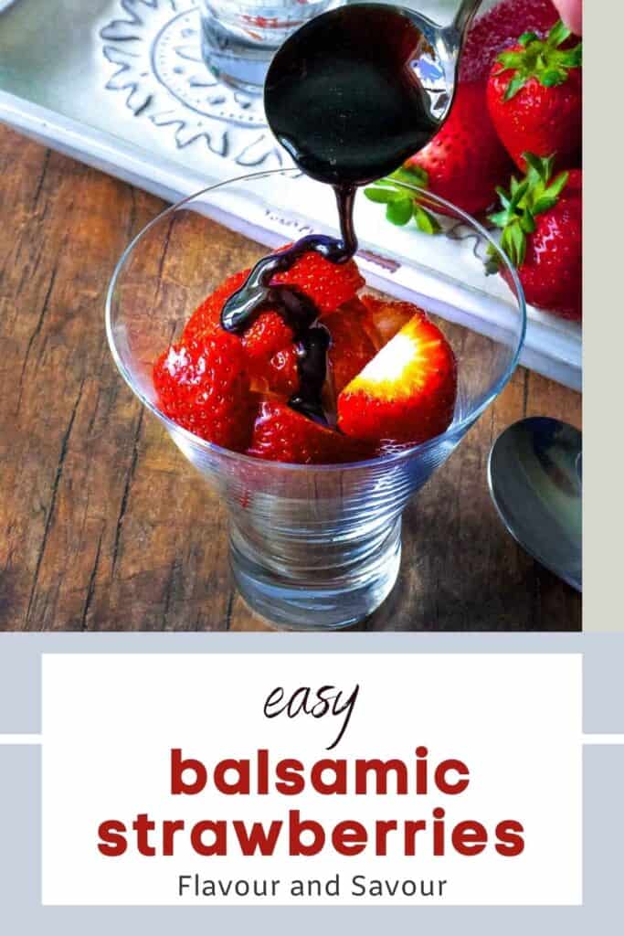 image with text for easy balsamic strawberries.