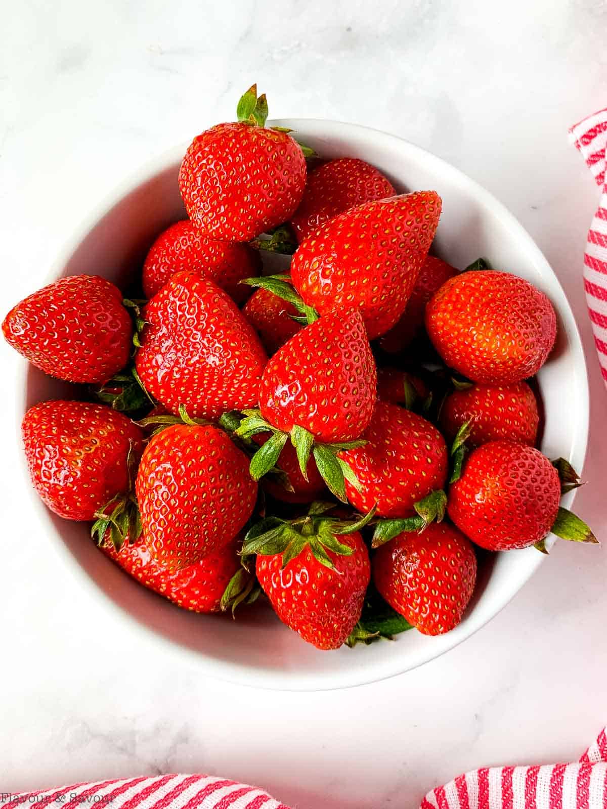 A bowl of fresh strawberries.