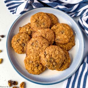Gluten-free Banana Bread Chocolate Chip Cookies on a plate.