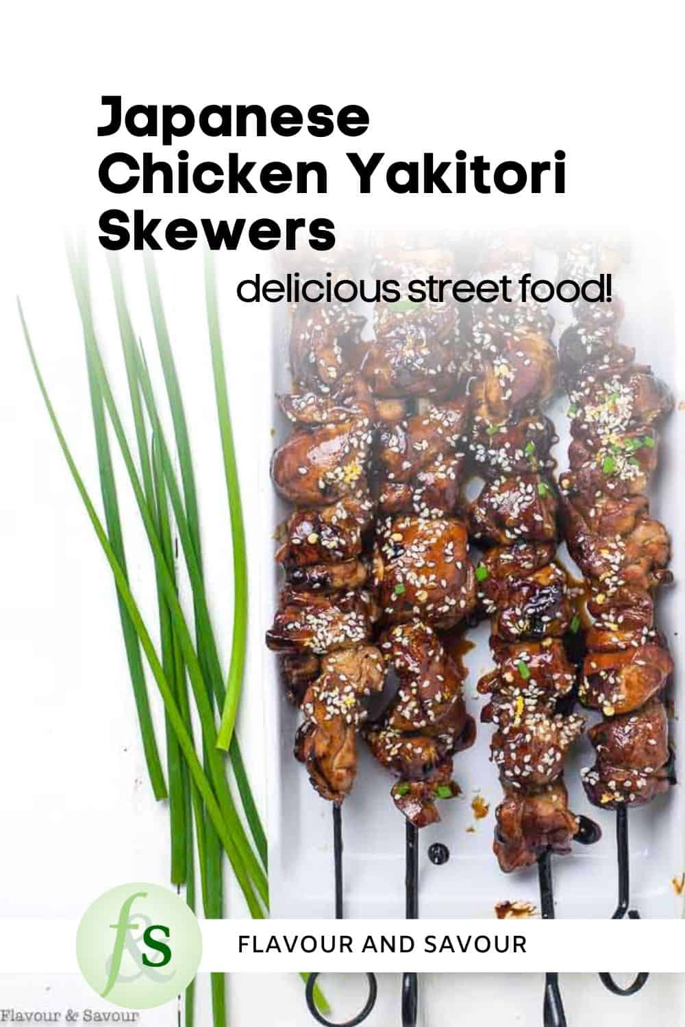 Image with text for Japanese yakitori skewers.