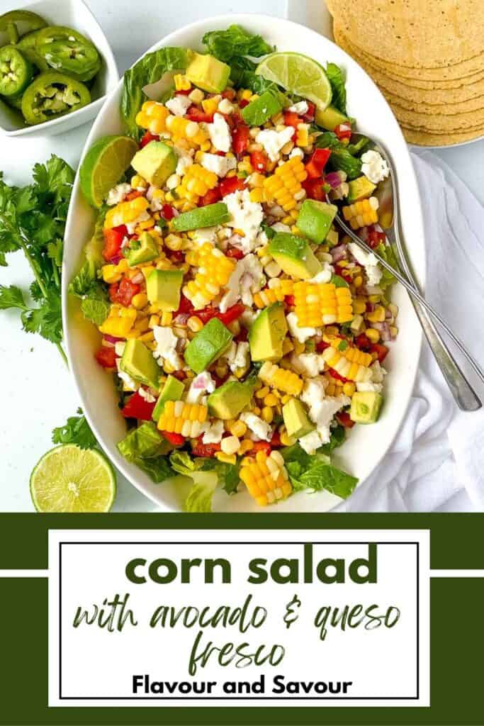Image with text for Mexican Corn Salad.