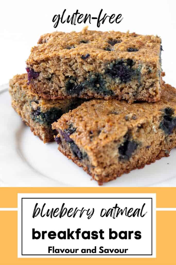 image with text for blueberry oatmeal crumble bars.