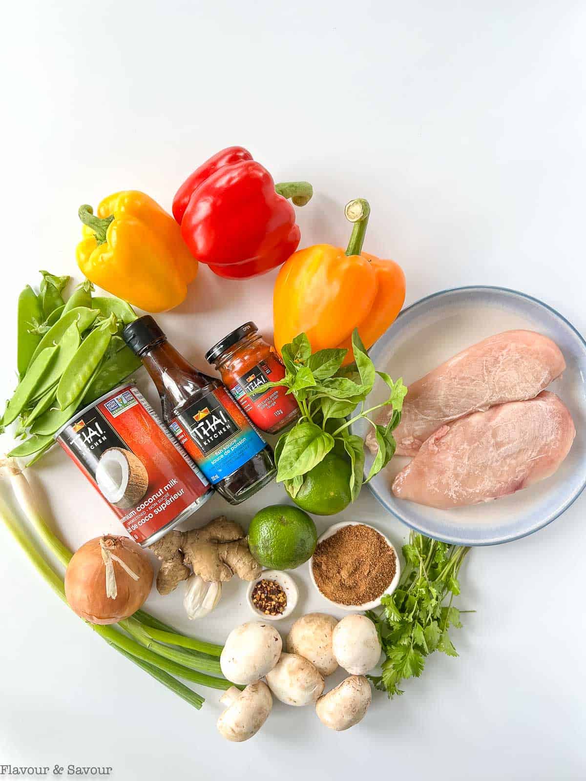 Ingredients for Thai Red Curry with Chicken.