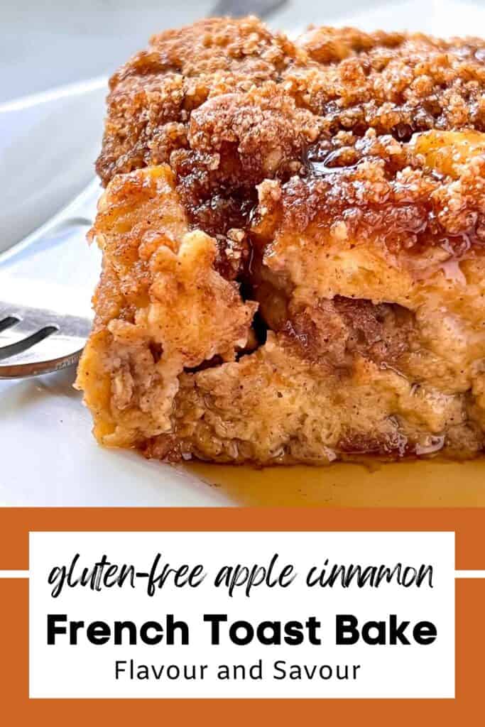 Image with text for Gluten-free Apple Cinnamon French Toast Bake.