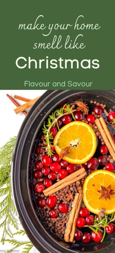 Image with text for simmering holiday potpourri.