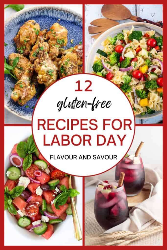A collage of images for gluten-free recipes for Labor Day.