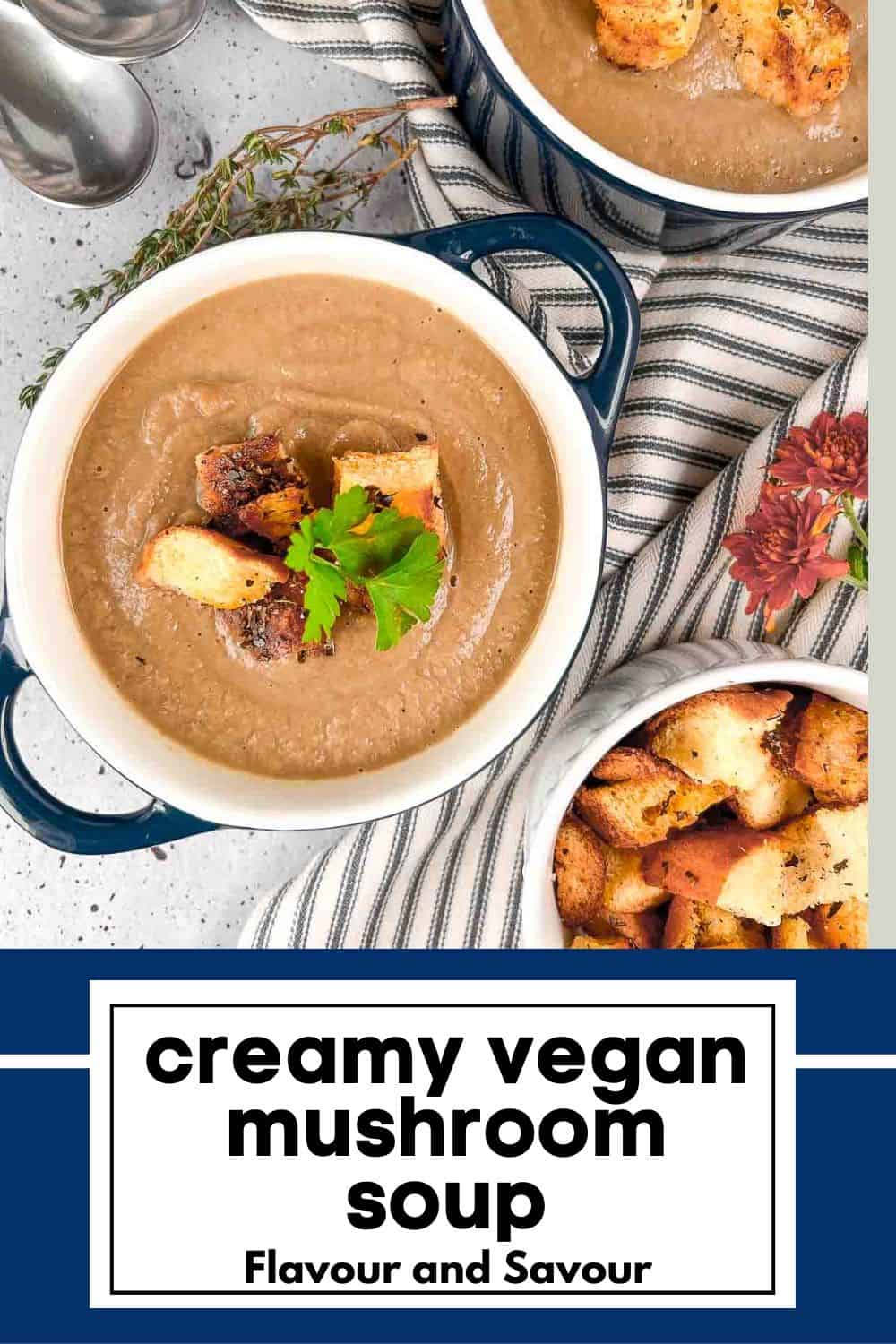 Creamy Mushroom Soup with Cauliflower (Vegan) - Flavour and Savour
