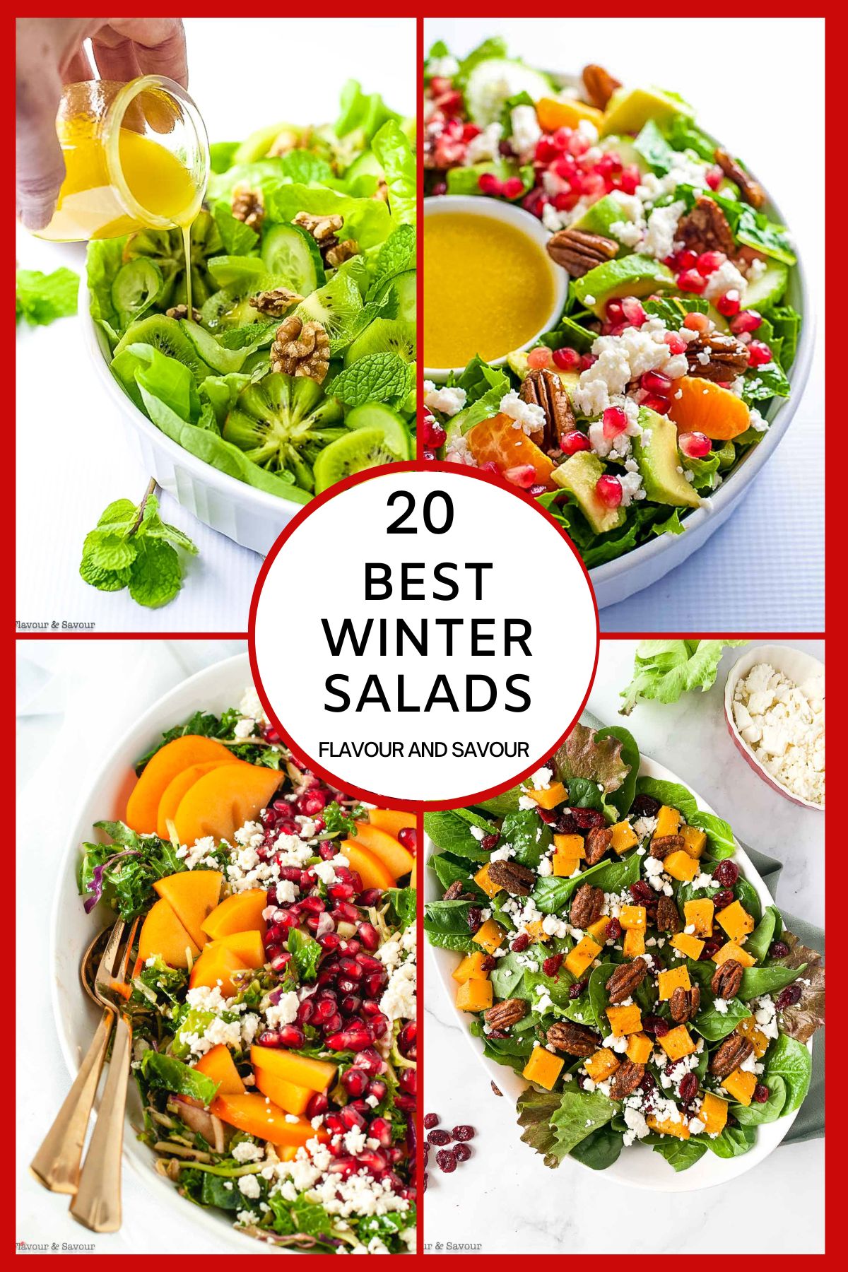 A collage of winter salad recipes.
