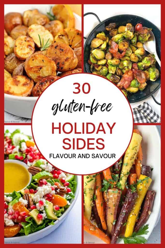 Collage of images with text for 30 gluten-free holiday sides.